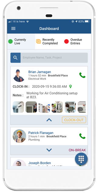 monitoring work using knackclock mobile app