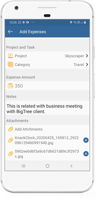 manage expense using knackclock mobile app